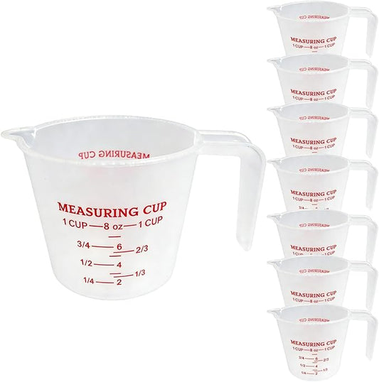 8 Pcs 1 Cup Capacity Plastic Measuring Cup, 8 Oz/250 ml Clear Graduated Measuring Cups Plastic Mug with Spout and Handles Ounce and Ml Cup Marking for Recipe Ingredient, Flour, Water, Liquid