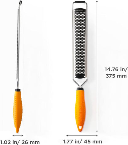 Deiss PRO Lemon Zester & Heavy Duty Cheese Grater & Vegetable Grater - Parmesan Cheese Lemon, Garlic, Nutmeg, Chocolate, Fruits, Vegetables, Ginger Grater - Cheese Shredder & Stainless Steel Grater - Image 2