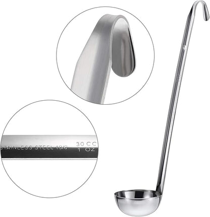 meekoo 3 Pieces Stainless Steel Ladle Soup Handle Ladle with Pouring Rim for Kitchen Cooking Soup Sauce (1 oz) - Image 3