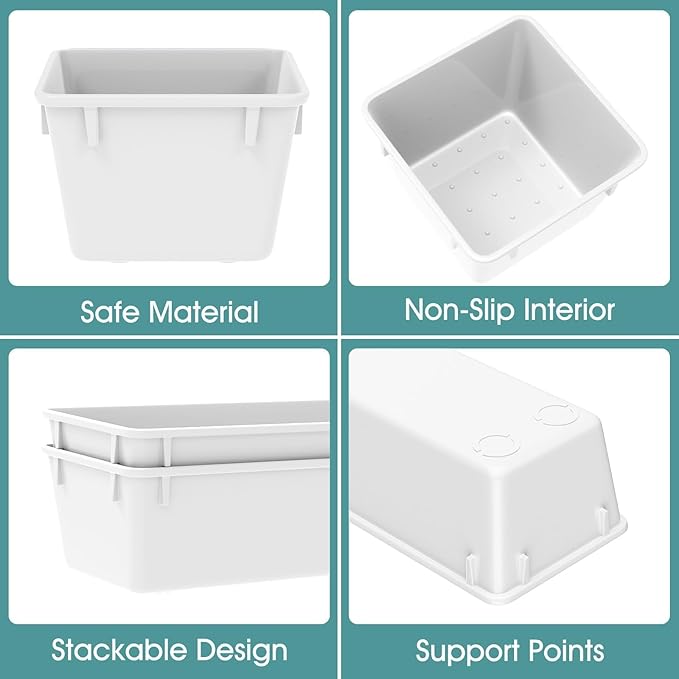 WOWBOX 25 PCS Plastic Drawer Organizer Set, 4 Sizes Desk Drawer Divider Organizers and Storage Bins for Makeup, Jewelry, Gadgets for Kitchen, Bedroom, Bathroom, Office, White - Image 3