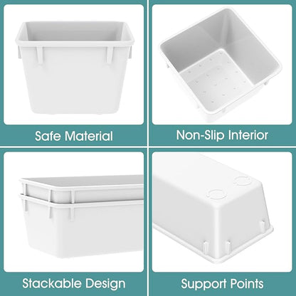 WOWBOX 25 PCS Plastic Drawer Organizer Set, 4 Sizes Desk Drawer Divider Organizers and Storage Bins for Makeup, Jewelry, Gadgets for Kitchen, Bedroom, Bathroom, Office, White - Image 3