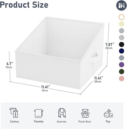 DIMJ Closet Storage Bins 6 Pack - Fabric Trapezoid Organizer Bin, Foldable Storage Baskets for Shelves, Closet Shelf Organizer, Clothing Storage Box for Toys, Books, Towel, Clothes, White - Image 3