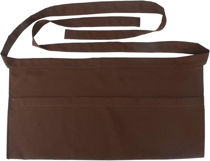 Resist water 3 big Pockets Waist Server Apron Kitchen Restaurant Unisex Half Aprons by SEW+UR+LIFE