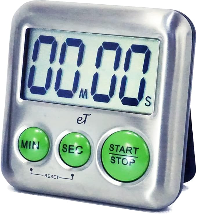 Elegant Digital Kitchen Timer Stainless Steel - Lime - Strong Magnetic Back - Kickstand - Loud Alarm - Large Display - Auto Memory - Auto Shut-Off (Lime) by eTradewinds