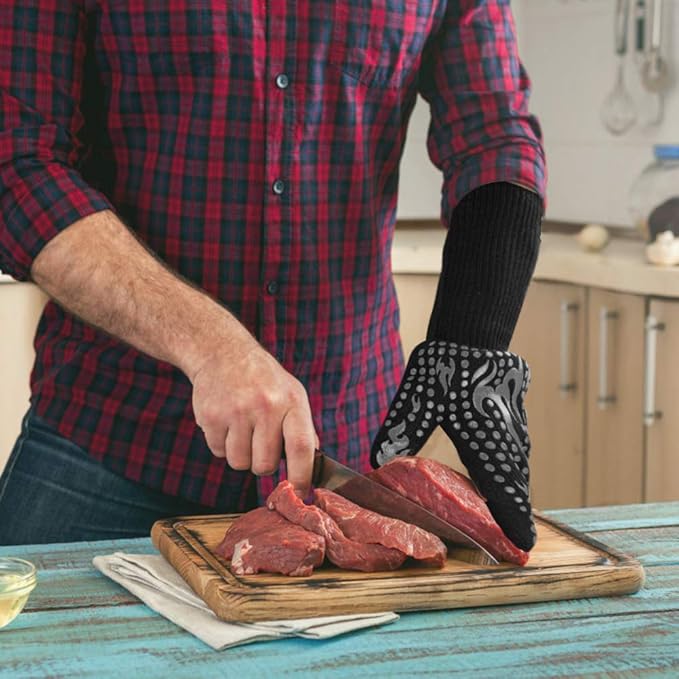Comsmart BBQ Gloves, 1472F Heat Resistant Silicone Non-Slip Oven Mitts, Long Kitchen Gloves Perfect for Grilling, Cooking, Baking, Cutting - Image 7