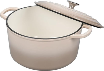 VORRINGARD Enameled Cast Iron Dutch Oven Pot with Lid, for Sourdough Bread Baking, Round Dutch Ovens, 4.5 Quart, Latte - Image 4