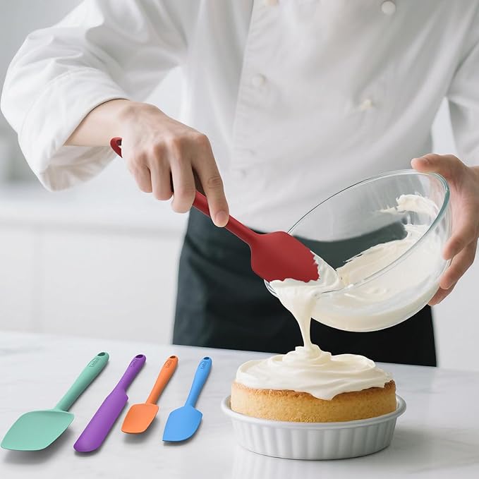 Coukre Silicone Spatula Set of 5,High Temperature Resistant, Food Grade Silicone, Dishwasher Safe, for Baking, Cooking (Pure Colorful B) - Image 5
