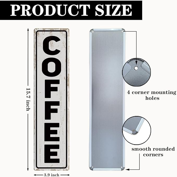 Coffee Wall Art, Retro Metal Tin Sign, Bakery Signs, Vintage Home Decor for Kitchen Bar, Coffee Corner Decoration Accessories, 15.8x4 Inches - Image 2