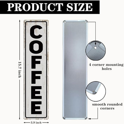 Coffee Wall Art, Retro Metal Tin Sign, Bakery Signs, Vintage Home Decor for Kitchen Bar, Coffee Corner Decoration Accessories, 15.8x4 Inches - Image 2