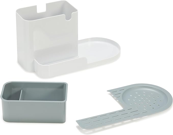 Amazon Basics Kitchen Sink Caddy Organizer for Sponge and Brush Storage, Large, White - Image 5