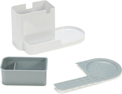 Amazon Basics Kitchen Sink Caddy Organizer for Sponge and Brush Storage, Large, White - Image 5