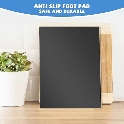 Mymonfif Tempered Glass Cutting Board for Kitchen, Black Glass Board for Countertop, Heat Resistant, with Non-Slip Feet, 12x16" 1Pcs - Image 7