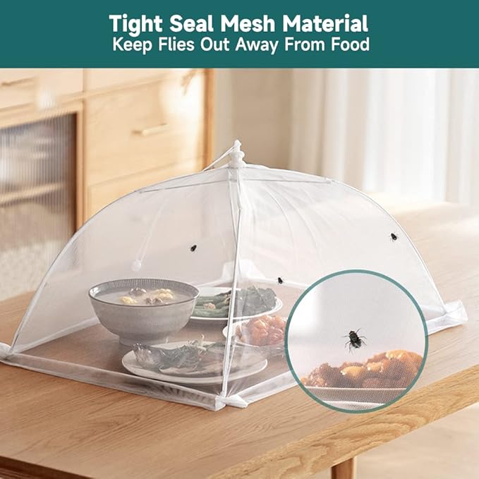 Mesh Food Cover, SPANLA 7 Pack Food Covers for Outside 1 Extra Large (41"X27") & 6 Standard (17"X17") Mesh Food Covers for Outdoors, Food Nets, Food Tents Outdoor, Reusable and Collapsible - Image 3