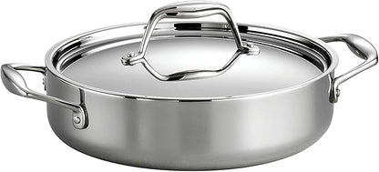 Tramontina Signature Tri-Ply Clad Stainless Steel 3-Quart Braiser Pan with Lid, Induction-Ready, Dishwasher-Safe, NSF-Certified, Made in Brazil by Tramontina