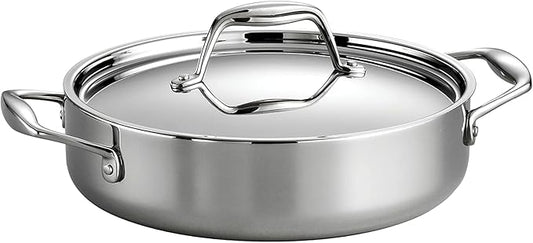 Tramontina Signature Tri-Ply Clad Stainless Steel 3-Quart Braiser Pan with Lid, Induction-Ready, Dishwasher-Safe, NSF-Certified, Made in Brazil by Tramontina