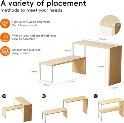 Cabinet Organizer Shelf, 2-Tier Kitchen Counter Organizer Corner Shelves Coffee Bar Organizers for Countertop Kitchen Storage Spice Rack - Image 2
