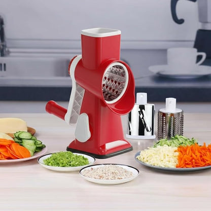 YOUCZON Rotary Cheese Grater Multi-Purpose Stainless Steel Cheese Shredder - Cheese Grater With Handle Effortless Grating of Carrots, Potatoes, Vegetables, and Fruits (Red) - Image 6