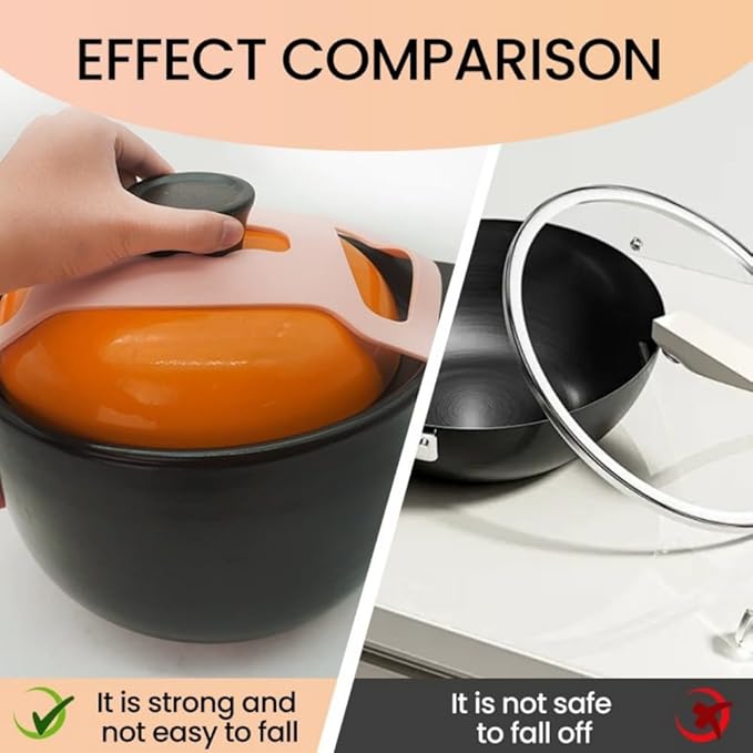 Silicone Lid Lock Strap for Crockpot Slow Cooker (6/7/8 Quart) - Universal Crockpot Lid Holder & Rubber Strap Alternative | Heat-Resistant, No-Spill Design Transport Accessories (Black)