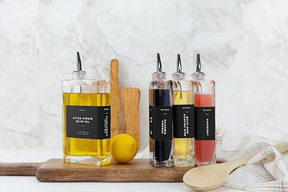 Molimoli Olive Oil Dispenser Bottle for Kitchen, Automatic Pourer, Glass Thin Bottle Dispenser for Kitchen, Olive Oil Cruet, | Set of 2 - Black - Image 7