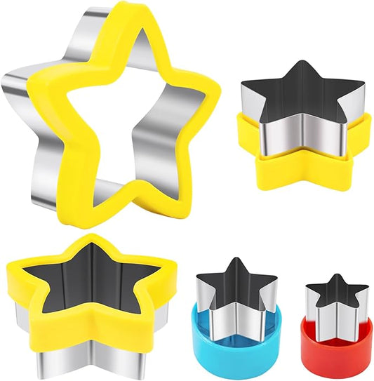 Nifogo Star Cookie Cutters 5 Pcs, Mini Small Large Sizes Stainless Steel Sandwich Cutter, Vegetable Fruit Cutters Shapes for Kids Boys Girls