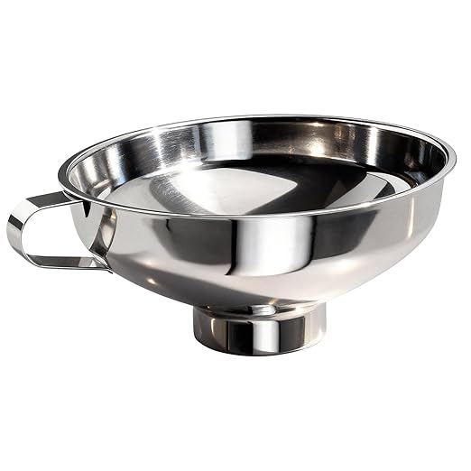 Wide Mouth Canning Funnel, Large Kitchen Funnel for Mason Jars, Canning, Filling Bottles with Oil & Liquid, Dishwasher Safe, Stainless Steel