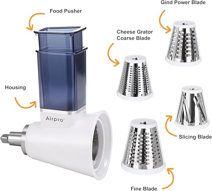Slicer Shredder Attachment for Kitchenaid Stand Mixer, Salad Machine with Vegetable Slicer, Salad Maker, Food Slicers Cheese Grater Attachments for Kitchenaid Mixer Dishwasher Safe By Airpro,Blue - Image 3