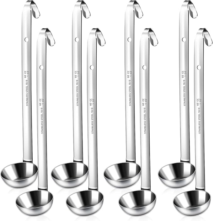 8 PCS Stainless Steel Ladle Soup Handle Ladle with Pouring Rim for Kitchen Cooking Soup Sauce (1 oz) by LiveNaturallyLiveBarafat