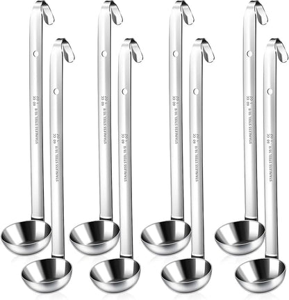 8 PCS Stainless Steel Ladle Soup Handle Ladle with Pouring Rim for Kitchen Cooking Soup Sauce (1 oz) by LiveNaturallyLiveBarafat
