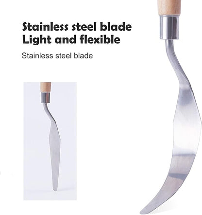 CONDA Artist Palette Knife Set - 5 Pieces Painting Knives for Acrylic, Flexible Stainless Steel Spatula Pallet knife for Mixing Color, Spreading, Applying Oil Paint on Canvases, Wood Handles - Image 3