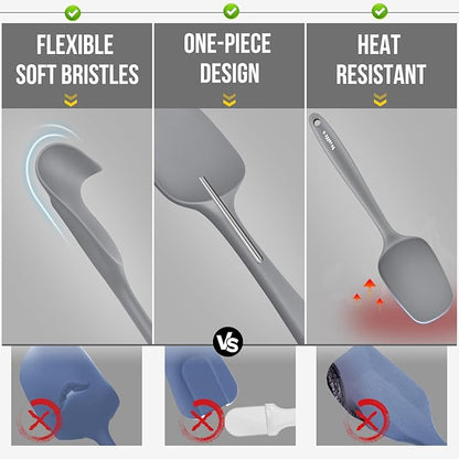 Walfos Silicone Spatula -5 Pieces Heat Resistant Kitchen Spoon Spatulas（600°F), Strong Steel Core and One-Pieces Seamless Design, Prefect for Cooking Mixing Baking - BPA Free and Dishwasher Safe,Gray - Image 6