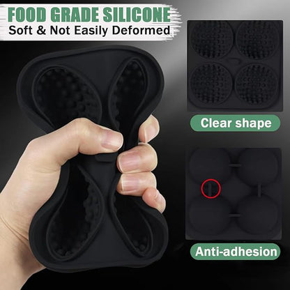 Golf Ice Cube Tray 3D, Admaison Ice Ball Cube Mold with Funnel for Cocktails, Bourbon,Brandy, Whiskey Gifts for Men, Silicone Fun Shapes Black (Golf Ball)