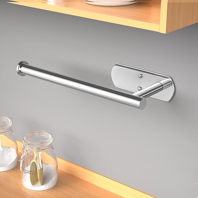 VAEHOLD Self Adhesive Paper Towel Holder Under Cabinet Mount, Wall Mounted Paper Towel Roll Holder for Kitchen, Bathroom, Wall - Stainless Steel (Bright Surface) - Image 6
