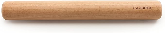 GOBAM Wood Rolling Pin, Small - Dough Roller for Pasta, Cookies, Pie, Pizza, Chapati, Fondant, Rolling Pins for Baking, Bread Making Tools and Supplies - 11 x 1.38 Inches by GOBAM