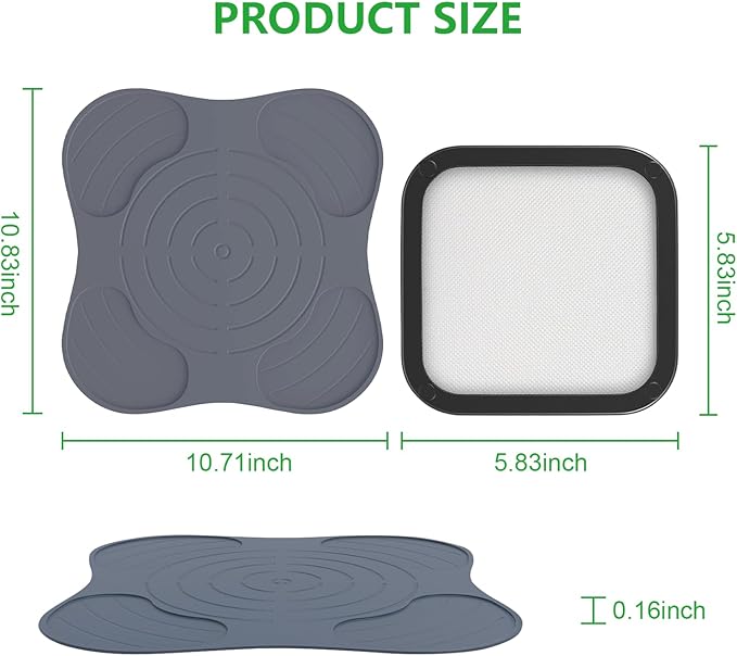 2Pcs Silicone Heat Resistant Mat & Splatter Shield, Foldable Silicone Mat and Splatter Shield for Ninja Crispi Air Fryer Accessories, Blue