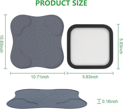 2Pcs Silicone Heat Resistant Mat & Splatter Shield, Foldable Silicone Mat and Splatter Shield for Ninja Crispi Air Fryer Accessories, Blue