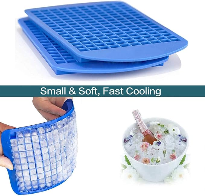 Silicone Mini Ice Cube Tray, 160 Crushed Ice Cube Molds Easy Release Small Ice Cube for Chilling Whiskey Cocktail, Kitchen Gadgets Stackable Ice Trays (Blue) - Image 7