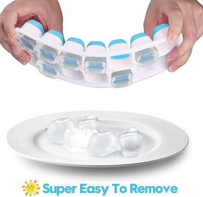 Silicone Ice Cube Tray, Jrisbo 4 Pack Easy-Release & Flexible 14-Ice Cube Trays with Spill-Resistant Removable Lid, Stackable Ice Trays with Covers for Freezer, Cocktail (Blue) - Image 2