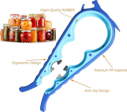 Latest Jar Opener Bottle Opener for Weak Hands, 6 in 1 Multi Function Can Opener Bottle Opener Kit with Silicone Handle Easy to Use for Children, Elderly and Arthritis Sufferers(JAR-Blue3.0) - Image 6