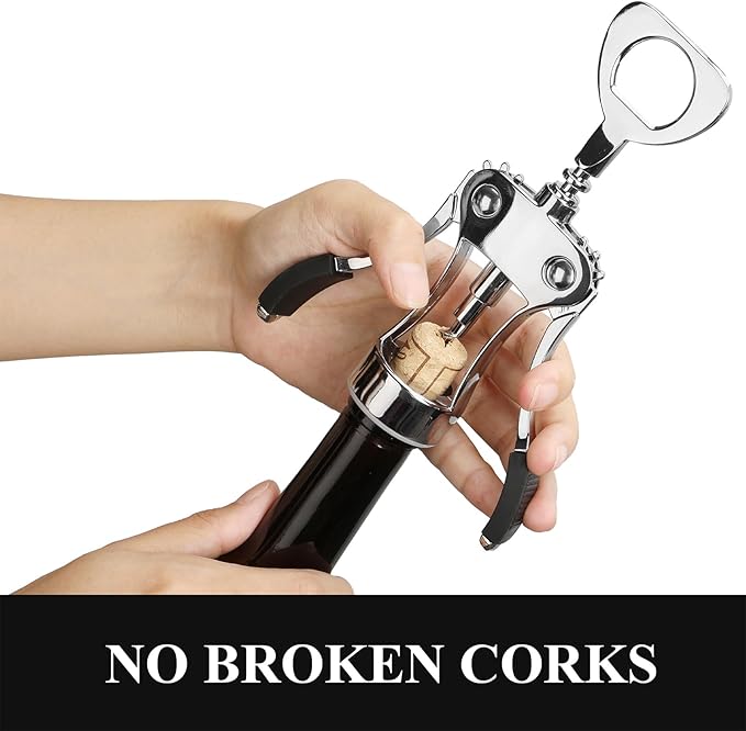 KORCCI Multifunctional Wine Bottle Opener Gift Set - Heavy-Duty Zinc Alloy Wing Corkscrew, Foil Cutter, Vacuum Stopper & Aerator Pourer for Kitchen, Bar, Restaurant, Bartenders - Image 7