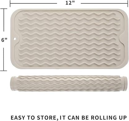 MicoYang Silicone Dish Drying Mat for Multiple Usage,Easy clean,Eco-friendly,Heat-resistant Silicone Mat for Kitchen Counter or Sink,Refrigerator or Drawer Liner Tapioca S 12 inches x 6 inches - Image 2
