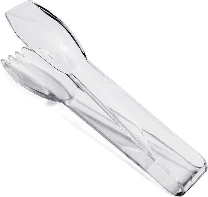 New Star Foodservice 35582 High Heat Plastic, Straight Edge Utility Tong, 6", Clear, Set of 12 - Image 2
