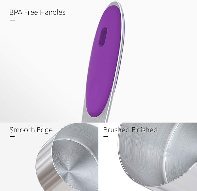 U-Taste 10 Piece Measuring Cups and Spoons Set in 18/8 Stainless Steel (Purple) - Image 6