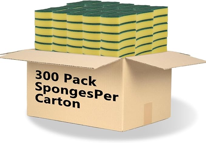 300 Pack Kitchen Cleaning Sponges, Eco Non-Scratch for Dish,Scrub Sponges. by WUHUIXOZ