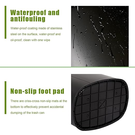 Stainless Steel Kitchen Trash Can Bathroom Bedroom Office Waste Bin with Lid Automatic Sensor Touch Free Garbage Can 13 Gallon / 50L,Black - Image 6