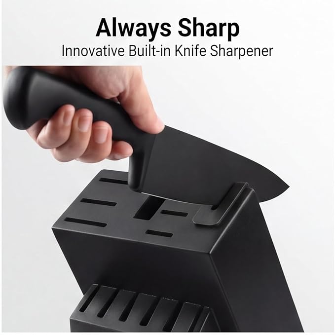 McCook® Knife Sets,German Stainless Steel Knife Block Sets with Built-in Sharpener, Black - Image 4