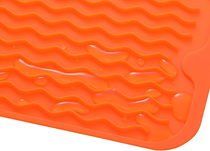 MicoYang Silicone Dish Drying Mat for Multiple Usage,Easy clean,Eco-friendly,Heat-resistant Silicone Mat for Kitchen Counter,Sink,Bar,Bottle,or Cup Orange M 17 inches x 6 inches - Image 9