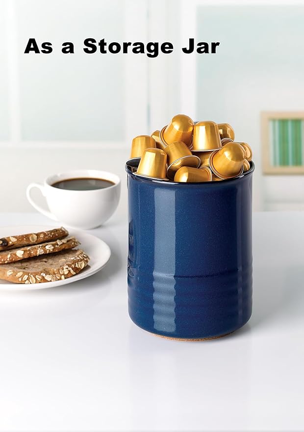 ABRUTY Utensil Holder, 6.7" Ceramic Kitchen Utensil Crock for Countertop Cooking, Modern Utensil Caddy Jar Organizer for Farmhouse Kitchen Counter Décor, Flambe Blue - Image 9