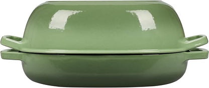EDGING CASTING Enameled Cast Iron Oval Dutch Oven Pot with Lid, Dutch Oven for Sourdough Bread Baking, Bread Oven, Bread Dutch Oven, Oval Bread Pan, 7qt, Pistachio Green