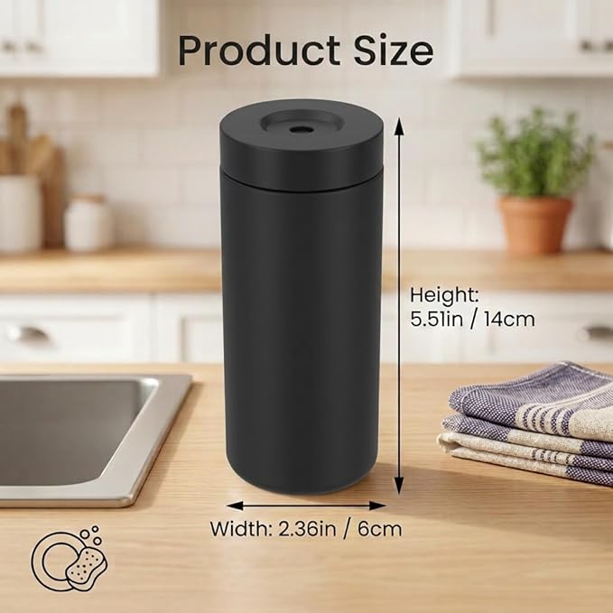 Dish Soap Dish Dispenser, 240ml Silicone Squeeze Washing Up Liquid and Hand Soap Refillable Bottles, Dishwashing Liquid Dispensing for Kitchen & Bathroom (Black)