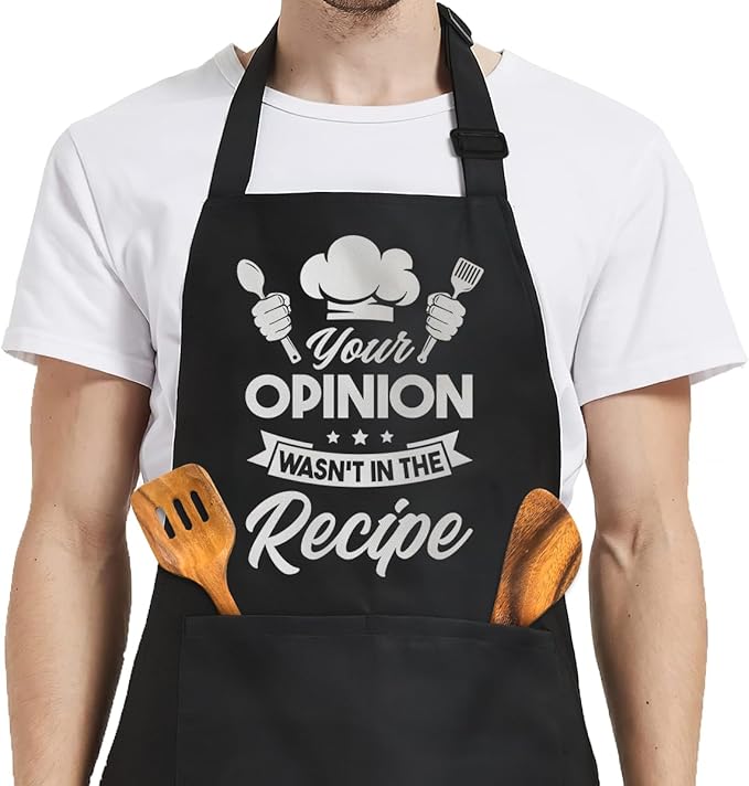 SANDJEST Funny Mens Aprons with Pockets for BBQ Grilling Cooking Grandpa Husband Apron for Birthday Christmas Father's Day